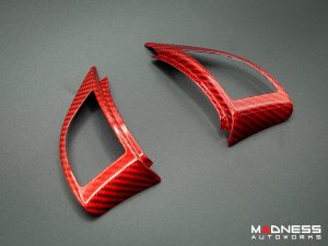 FIAT 500 Steering Wheel Trim Set - 2 pieces - Carbon Fiber - Red Pearl Finish